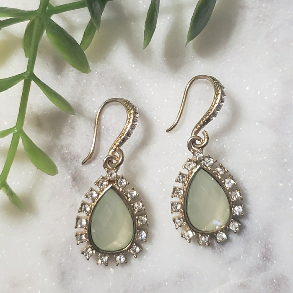 Green and Gold Pendant Earrings